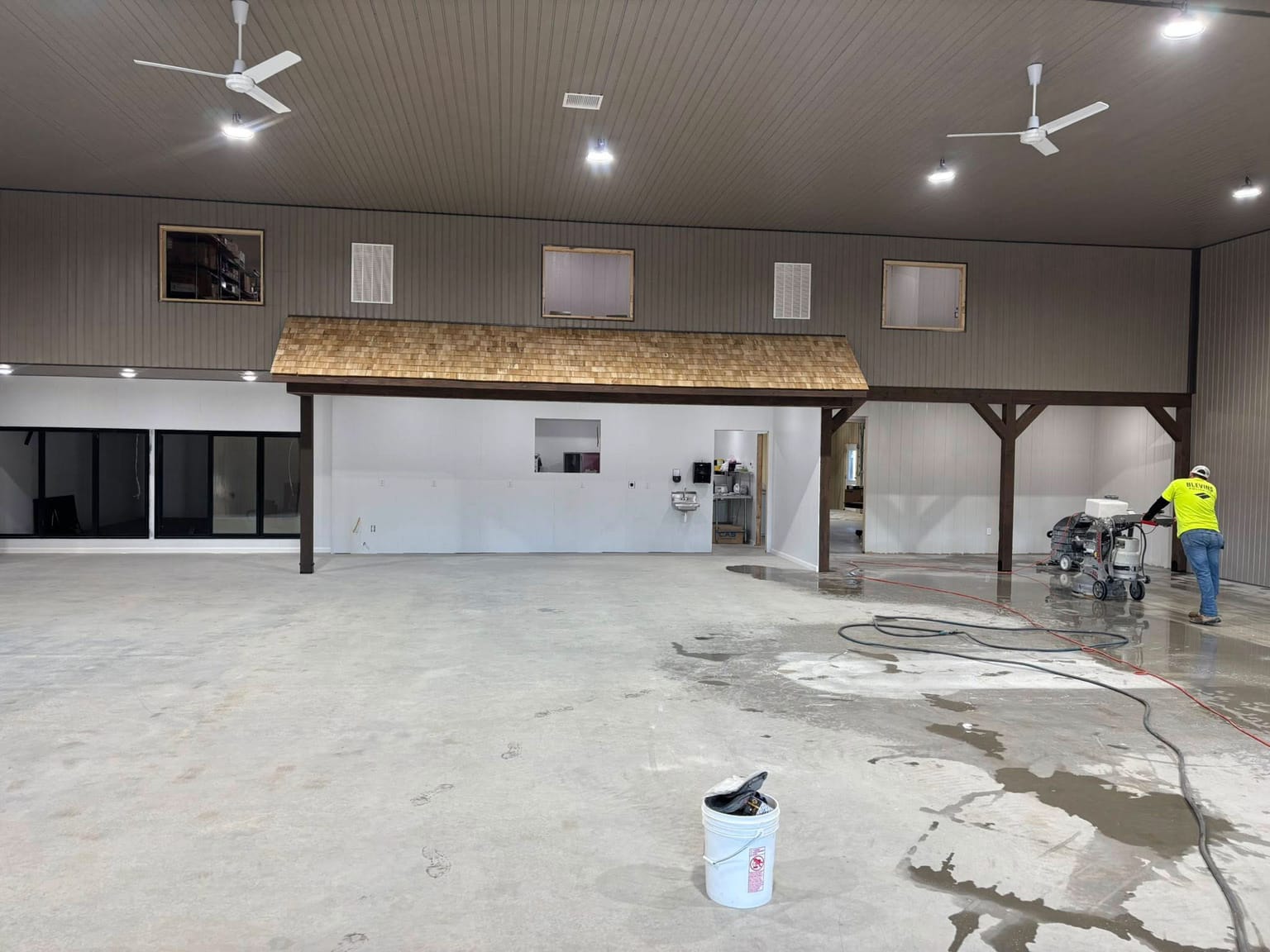 Concrete floor before polishing